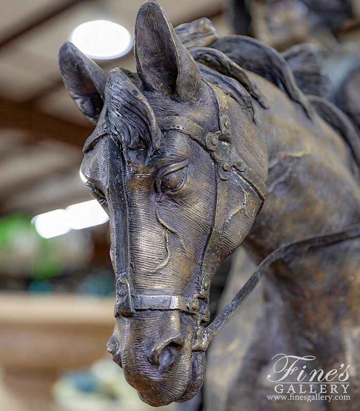 Bronze Statues  - Oversized Remington Style Bronze Cowboy With Horse Statue - BS-232